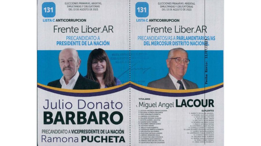 Boleta de Frente Liber.AR - Bárbaro
