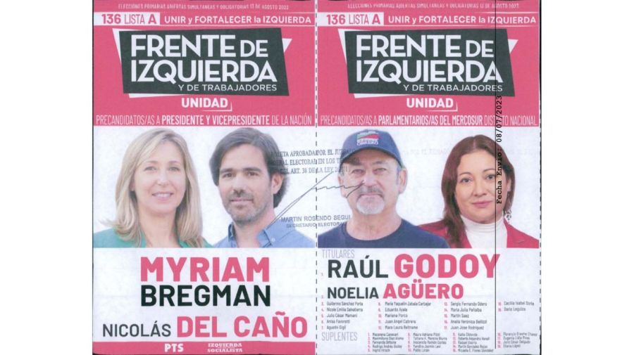 Boleta del Frente de Izquierda - Bregman