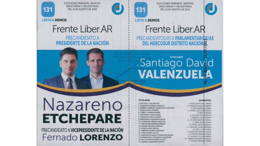 Boleta de Frente Liber.AR - Etchepare