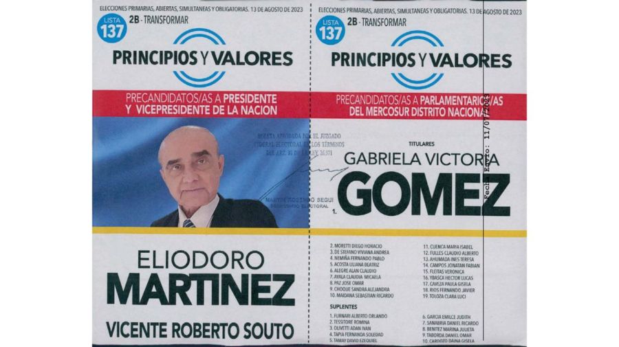 Boleta de Principios y Valores - Martínez