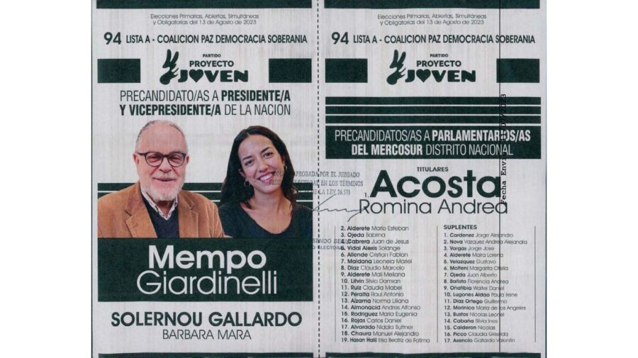 Boleta de Proyecto Joven - Giardinelli
