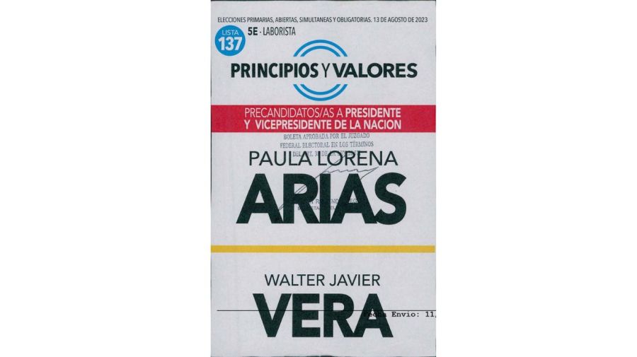 Boleta de Principios y Valores - Arias