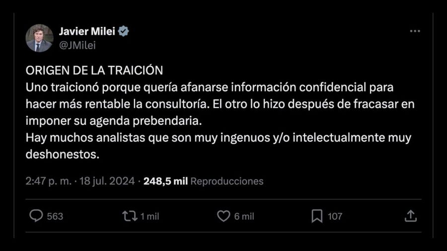 Mensaje de Javier Milei